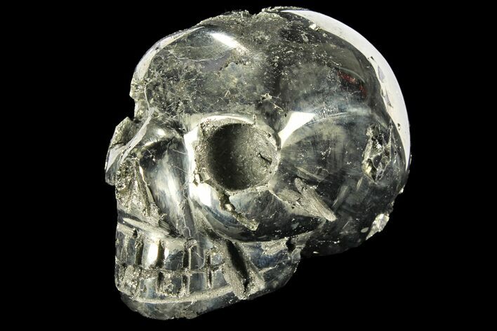 Polished Pyrite Skull With Pyritohedral Crystals #96323